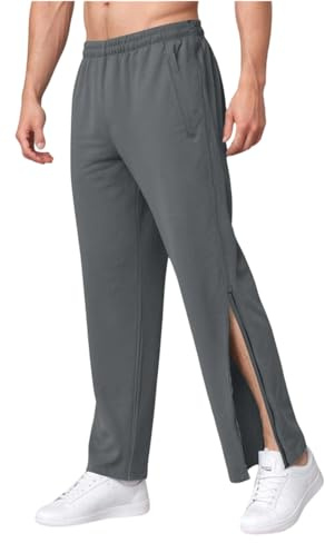 Ldabrye Pantalones deportivos deportivos para hombre, costuras reforzadas, con cremallera, aberturas en el tobillo, pantalones de entrenamiento con bolsillo, cómodos entrenamientos de alta intensidad