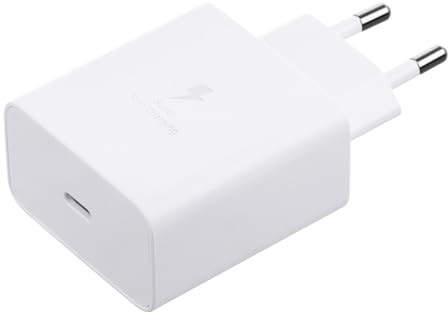 Samsung USB C-laddare, 45 W ultrasnabb nätadapter, USB C till USB-adapter, Samsung snabbladdning, autentisk ultrasnabb laddare, utan kabel, vit