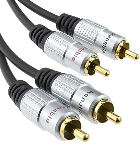 kenable Pro Audio Metal 2 x RCA Phono Plugs to Twin Plugs Cable Lead Gold 1m [1 metres]