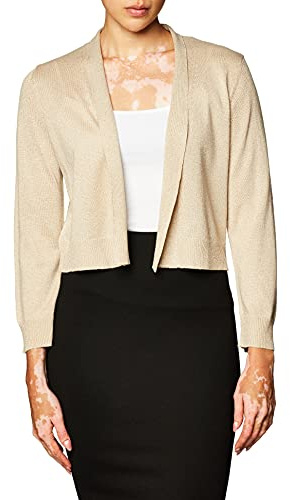 Calvin Klein Women's Lurex ¾ Sleeve Knit Shrug, Gold, Medium