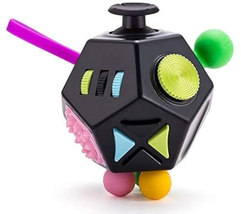 12 Sided Cube Toys,Fidget Toys Cube Relieves Stress and Anxiety for Kids and Adults with ADD,OCD,ADHD,Autism (Black / B2)