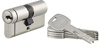 THIRARD - Cylindre de Serrure Double Entrée Transit 2 - Laiton - Usage Intérieur et Extérieur - 8 Goupilles - Anti-Arrachement, Anti-Perçage, Anti-Crochetage, Anti-Snap - 30 x 30 mm - Gris