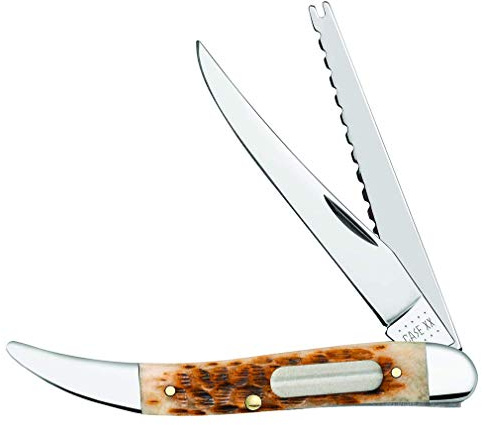 Case WR XX Pocket Knife Fishing Knife Amber Jig Bone Item #10726 - (620094F SS) - Length Closed: 4 1/4 Inches
