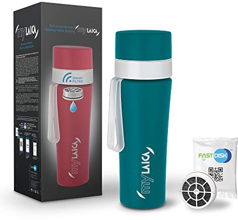 Laica MyLaica Borraccia Filtrante in Acciaio, Verde, 0.55 LT, 1 Filtro