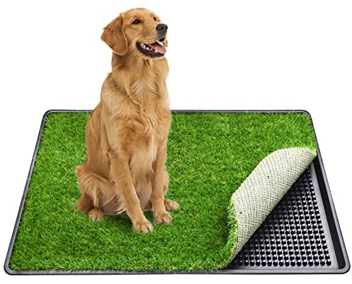 PICK FOR LIFE Hundegras-Toilette, große Größe 51 x 63,5 cm, Indoor-Outdoor-Hundetöpfchensysteme, tragbare Toilette mit Kunstrasen und Tablett, wiederverwendbares Trainings-Tablett für Welpentraining