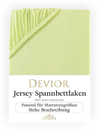 Devior Jersey Spannbettlaken 120x200cm - 130x200cm, 100% Baumwolle, Matratzenhöhe bis 22cm, Apfelgrün – 135 g/m² Anti-Statisches, atmungsaktives Bettlaken mit Einlaufschutz, Matratzenbezug Grün