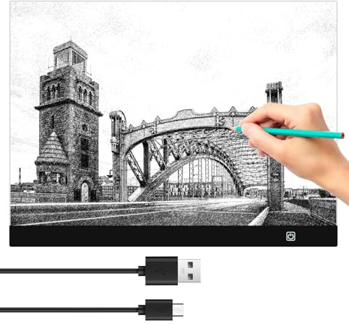 Leuchttisch A3 Tragbare LED, Leuchttisch LED Zeichenbrett, Led Licht Pad A3, mit Einstellbare Helligkeit, für Diamond Painting, Künstler, Skizzieren, Animation, Röntgenbetrachtung
