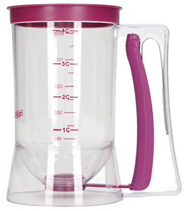 Teigspender 900ml, Teigportionierer Kuchen Teigspender Messbecher Dosierer mit Deckel und Skala Sahne Teig Portionierer für Pfannkuchen Cupcakes Kuchen Waffeln