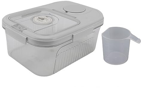 Organisateur de Stockage de Céréales, 10Kg Boîte de Conteneur en PP, Bac de Seau Distributeur à Riz Domestique, Pot à Grains Réservoir Distributeur pour la Cuisine à Domicile, Aliments Secs (Blanc)