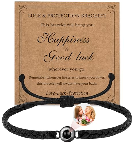 Easycosy Personalisiertes Projektions Armband mit Foto und Bild im Stein - maßgeschneidertes Fotoarmband mit eigenem Foto als Muttertagsgeschenke für Mama, Oma, Papa Geschenke zu Muttertag