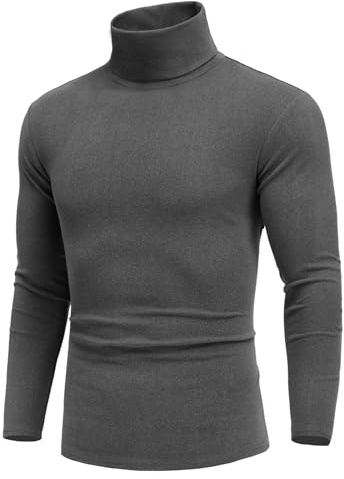 COOFANDY Herrtröja polokrage jumper rullad hals långärmad pullover regualr passform avslappnade toppar