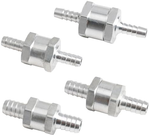 4 Pièces Clapet Anti-retour en Aluminium de Carburant 6,8,10,12 mm, pour Huile Chromée et Eau Essence DieBsel Voiture Bateau Moto, Carburateur Systèmes Basse Pression Tuyau de Carburant
