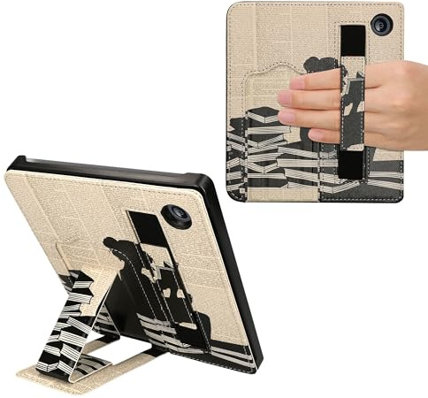 kwmobile Étui pliable en similicuir avec support pour liseuse Kobo Libra 2 Noir/beige