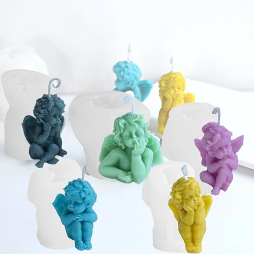 TREABEAR Kit per fare candele profumate - 5 stampi in silicone a forma di angelo - 3D fai da te
