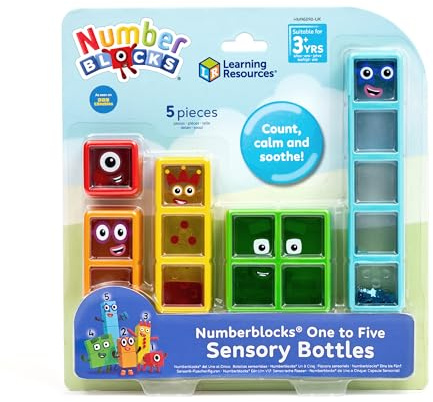 Learning Resources Numberblocks One to Five Sensory Bottles, Action Figure Set, Toy Figures & Playsets, Counting Blocks, Fidget for Kids, Sensory Resources