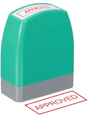 PATIKIL Approved Notice Stamp Self Inking, Red Ink Refillable Office Business Stamp Pre Inked Stamper, Green