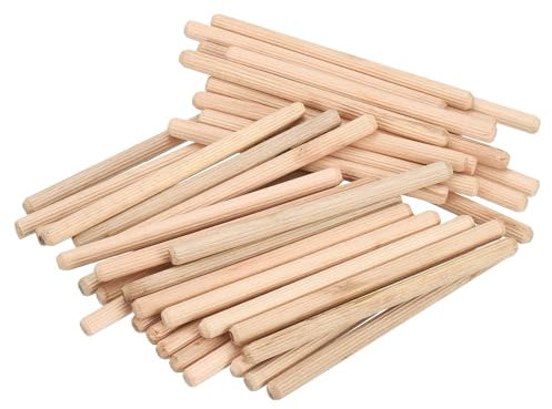 sourcing map Lot de 50 chevilles cannelées en bois de 1,6 cm x 11,4 cm – Tiges en bois rainurées pour le travail du bois – Goupilles en bois cannelées pour travaux manuels, projets de bricolage