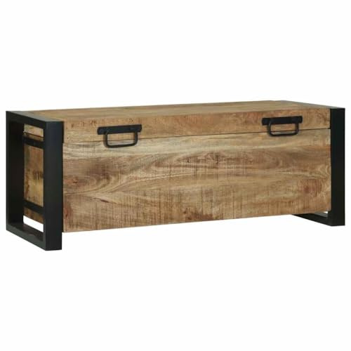 vidaXL Baúles de almacenamiento 80 x 30 x 30 cm Madera maciza de Mango, Almacenamiento para dormitorio, cofres rectangulares, estilo industrial, solución rústica para tu loft