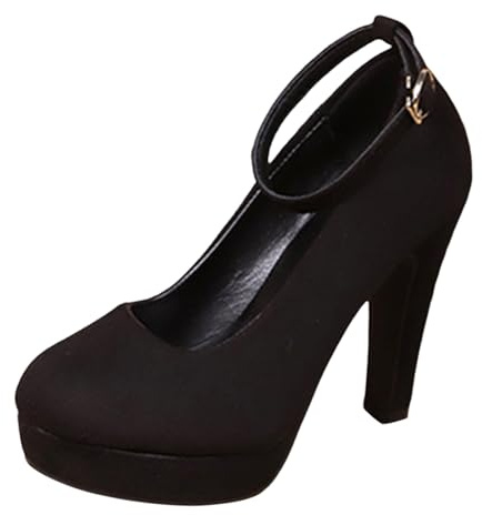 Traditional Shoes Women's Pumps Elegant and Comfortable Dirndl Shoes Dance Shoes with Heel Shoes Straps Traditional High Heels Festive Women's Shoes for Oktoberfest, black, 4 UK