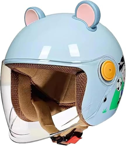 Casco Infantil para Motocicleta, Casco para Scooter, Casco Abierto con Visera Solar, Casco para Scooter de niña, Casco para ciclomotor de niño con homologación Dot/ECE D,48-56cm