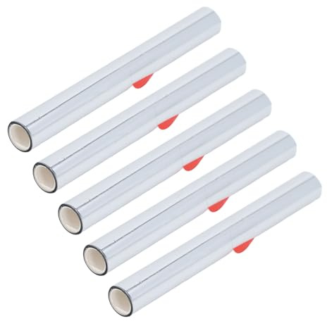 Carta per Stampa a Caldo 5 Rotoli, Carta Trasferimento Termico 3 Metri x 15cm, Pellicola PU PET per Artigianato e Rilievo - Effetto Lussuoso, Facile da Tagliare, Ideale per DIY e (Argento)