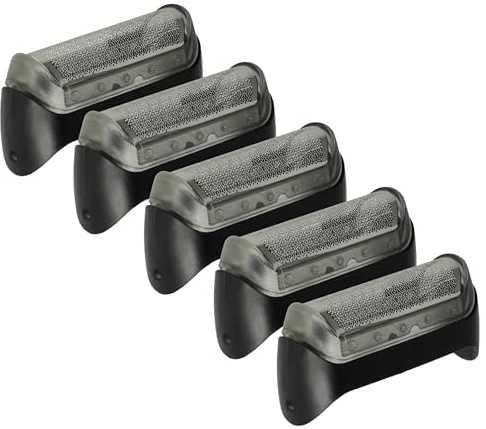 vhbw 5x Scherfolie kompatibel mit Braun 180, 190, 170, 1715, 1735, 190s, 190s-1, 1775, 170s-1 Elektrorasierer + Rahmen, schwarz/silber