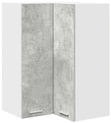 Tomostar Meuble d'angle Haut de Cuisine, Armoire Suspendue Gris béton et Blanc 57x57x80 cm