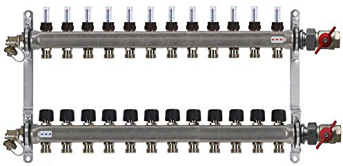 Buderus Heizkreisverteiler HVE-FD-AK mit Durchflussmengenmesser, Heizkreise/Baulänge:12 HK / 800 mm