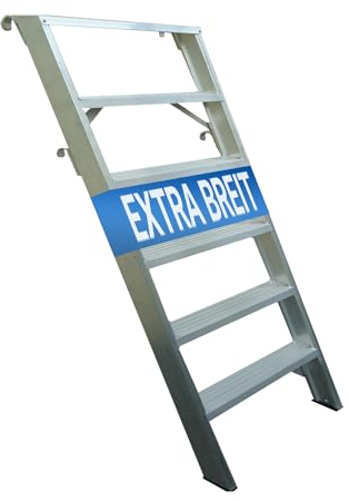 Weise Alu Anlegeleiter XL 2,00 m hoch, 8 Sprossen, trittsichere geriefte Stufen mit hoher Stabilität, Anstellleiter für Regale, mit rutschfesten Gummifüßen, inkl. 2 Paar Haken, nach DIN EN 131