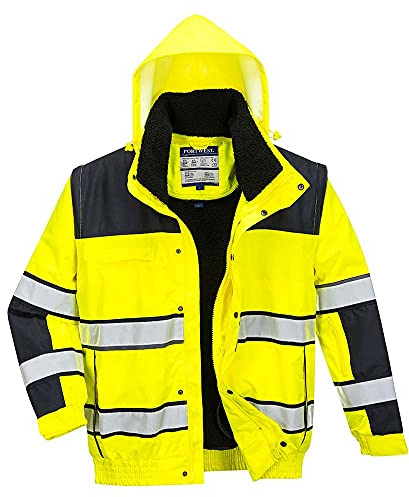 Portwest Hi-Vis Classic Bomber Jacket, Size: L, Colour: Yellow/Black, C466YBRL