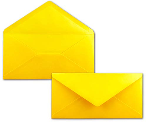 50 Brief-Umschläge Honig-Gelb DIN Lang - 110 x 220 mm (11 x 22 cm) - Nassklebung ohne Fenster - Ideal für Einladungs-Karten - Serie FarbenFroh