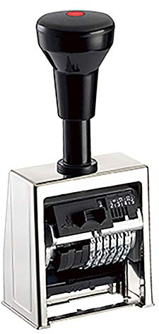 REINER Paginierstempel Numeroteur B6 200300-011 6Räder vercromt/sw - Nummernstempel Stempel Ziffernstempel Paginierer Paginierstempel Numeroteure Zahlenstempel Zählstempel