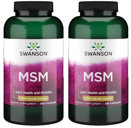 Swanson MSM - Essential Minerals Promoting Mobility & Joint Health Support - Helps to Maintain Connective Tissue Health Including Cartilage, Collagen, & Hair - (240 Capsules, 1000mg Each) 2 Pack
