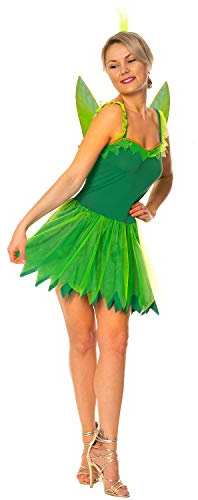 SoWest Women’s Green Fairy Fancy Dress Costume – Adult Storybook Nymph Outfit with Wings | Magical Forest Elf Princess Cosplay for Halloween, Hen Night & Themed Parties - S