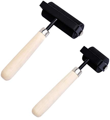 Supvox 2PCS Gummi-Leimwalze mit Holzgriff, Stempelfarbblock zum Drucken, Stempeln, Leimen