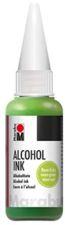 Marabu 12160059365 - Alcohol Ink neon grün, 20 ml, Alkoholtinte, für Fluid Art, Resin Art und Epoxidharz, für nicht saugende Untergründe, beschichtetes Spezialpapier, Metall, Keramik und Glas