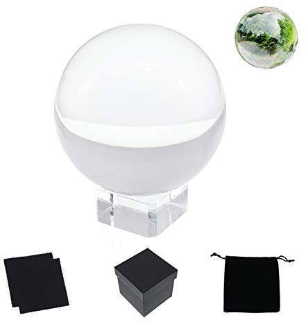 showll 80mm Klare Kristallkugel aus K9 Glas Lensball,Glaskugel deko Fotografie zubehör,Fotokugel,Hochtransparent,Weihnachtskugeln,inklusive Geschenkbox und hochwertiger Tasche,etc.