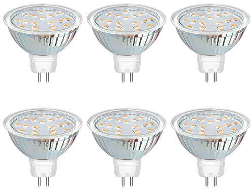 Akynite Leuchtmittel GU5.3 12V 3W Warmweiß 3000K, 120 Grad, 300lm, GU5.3 20W Halogen Ersatz, 50mm AC DC 12V MR16 GU5.3 LED-Einbaustrahler Warmweiss, nicht dimmbar, 6 Stück
