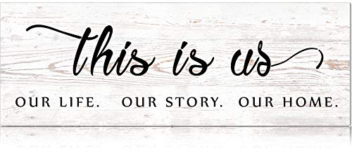 Jetec This Is Us Wall Sign Wooden Family Wall Plaques Inspiration Sign Farmhouse Entryway Rustic Plaques Art with Quotes for Living Room Bedroom Christmas Decorations(Antique White)
