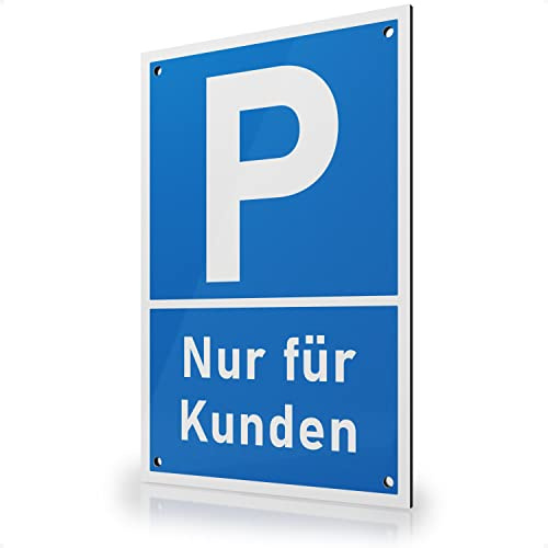 FLAGLY Premium parkeringsskylt kunder 30 x 20 cm tillverkad av 3 mm aluminium Dibond inkl. hål tillverkade i Tyskland – stabil skylt/varningsskylt, väderbeständig och UV-beständig