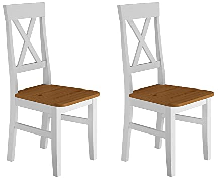 Küchenstuhl Massivholzstuhl Farbton Eiche und weiß Esszimmerstuhl Massivholz V-90.71-24W