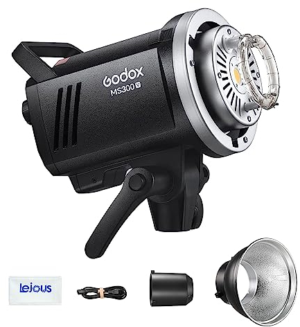 Godox MS300-V Studio Flash avec COB LED Modeling Lampe 5800K ± 200K, système X sans Fil 2.4G, Lampe de modélisation LED 300Ws, Monture Bowens pour Mariage, Photographie de Portrait