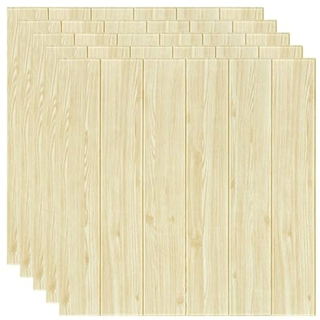 Pannelli da parete 3D, rivestimento motivo strisce effetto legno abete rosso, autoadesivi, adesivi murali,impermeabile, in PVC, 77 cm x 70 cm X 2MM (10 pz, legno))