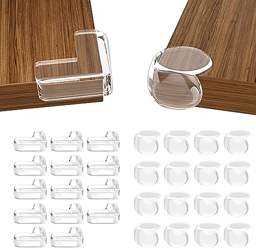 30 Stück Eckenschutz Baby, SUTOUG Silikon Selbstklebender Tischkantenschutz, 2 Formen, schützt Baby vor Verletzungen, rückstandsfrei entfernbar, weich und ungiftig, glasklar und diskret