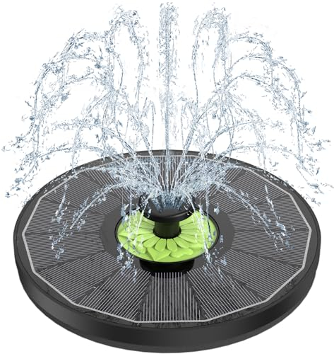 SZMP Fontaine Solaire Extérieur, 3.5W Flottante Pompe Bassin Solaire, 2025 Fontaine Solaire Verre avec 7 Buses & 4 Tiges Fixes pour Bain d'oiseaux Aquarium Jardin (Noir)