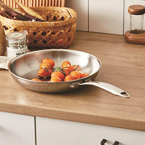 Stekpanna, Förtjockad 304 Rostfritt Stål Obestruket 3 Lager Stekpanna i Rostfritt Stål, ägg Smörgåsar Crepes Omelett Stekpanna Matlagningsgryta för Elektrisk Induktion Gasspis(30 cm / 11,8 tum)