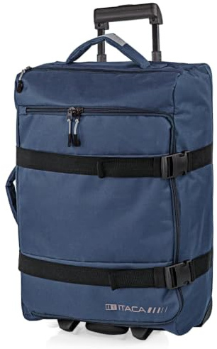 ITACA - Maleta Cabina 55X40X20 Ligera y Resistente, Ideal como Maletas de Cabina, de Viaje o Mala viagem, diseño Compacto y Funcional, Azul