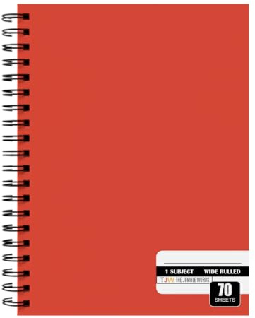 The Jumble Words Spiral Notebooks,1 Subject,notebooks college ruled, 70 Sheets, 10.5 x 7.5, Quality Pages, Durable Cover, notebooks for work or general note-taking - Red