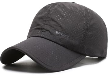 Aisprts Men's Baseball Cap Breathable Sports Cap with Wide Curved Brim UV Protection Hat for Running, Cycling, and Outdoor Activities, Dark Grey