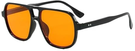 LEIIERUY Occhiali da Sole retrò Anni '70 Donna Uomo – Montatura Nera con Lenti Arancioni, Stile Vintage con Doppio Ponte, Protezione UV400